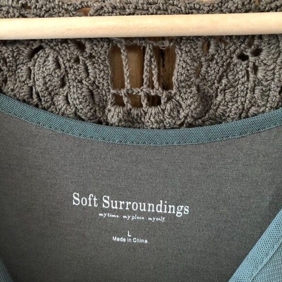 Soft Surroundings Womens Large Double Layer Crochet Back Detail Blouse Top - Picture 6 of 11